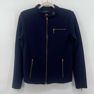 Lauren Ralph Lauren Navy Jacket 100% Cotton Women’s Size Small Preppy Classic